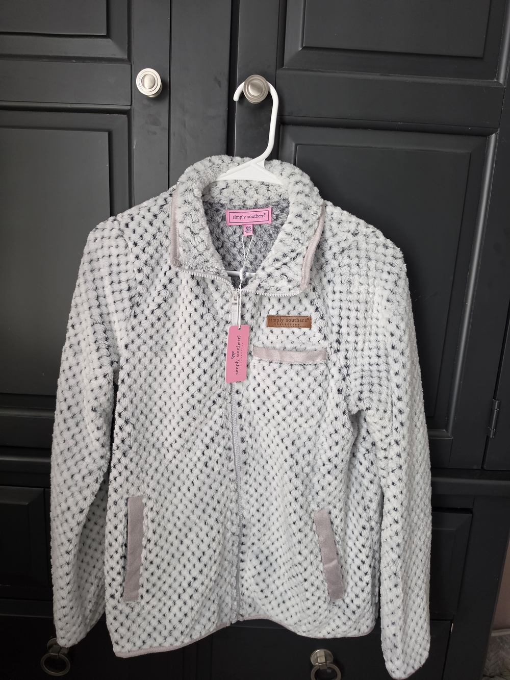 Simply Southern Textured Fleece Full Zip Jacket (Frost)